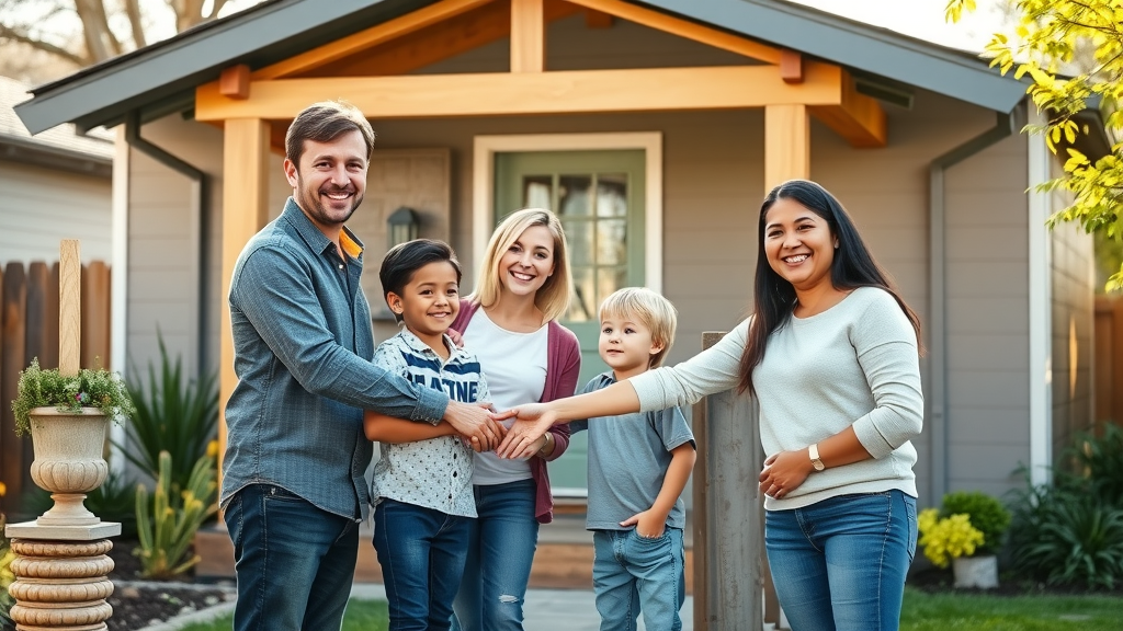 Happy East Bay family with ADU builders East Bay celebrating new accessory dwelling unit completion