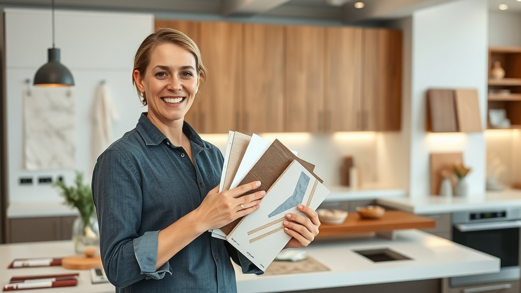 modern kitchen design lafayette, interior designer presenting finishes and materials, marble, wood, metallic samples, chic design studio