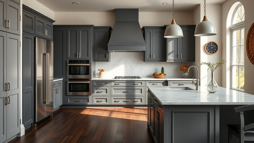 lafayette kitchen countertop options—contrast between dark floor and light marble countertop, inspiring design in Lafayette kitchen