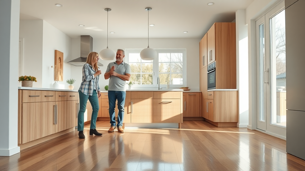 elegant modern Lafayette kitchen with new glossy kitchen flooring, kitchen flooring ideas Lafayette