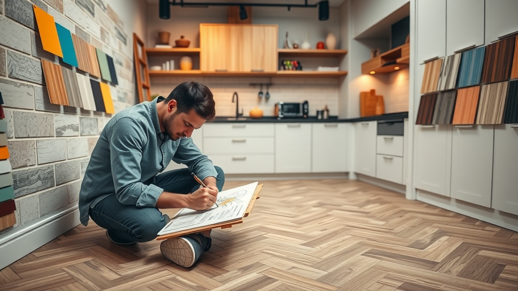 artistic kitchen floor patterns: vision floors and designer in Lafayette kitchen