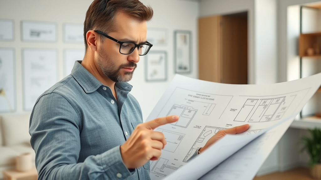 Professional designer planning Lafayette kitchen lighting solutions, reviewing fixture placement plans, modern home office, detailed blueprints, pointing to LED and pendant light options.