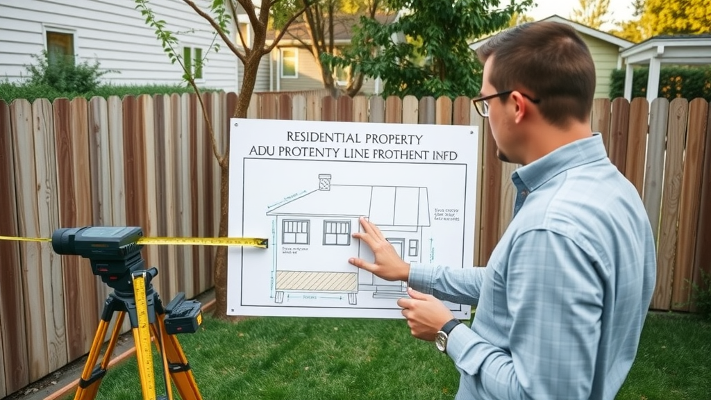 city planner measures property line distances for ADU construction under reduced setback rules in Lafayette