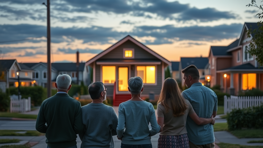 Lafayette homeowners admiring a newly built ADU at dusk under 2023 ADU policy changes Lafayette