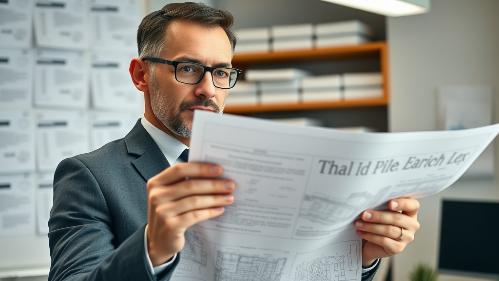 City planning official reviewing California ADU plans and permitting documents